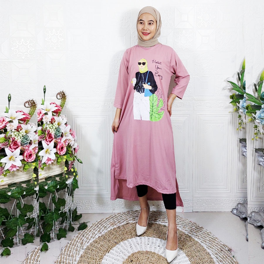 CARLINA PROTECT YOUR ENERGY LONG TUNIK WANITA CANTIK DMTIGA DRESS OVERSIZE