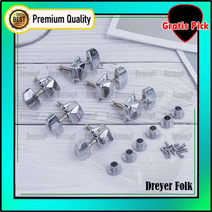 Dryer Gitar Tuning Peg Krom Pemutar Senar Gitar Kaleng Penutup Chrome