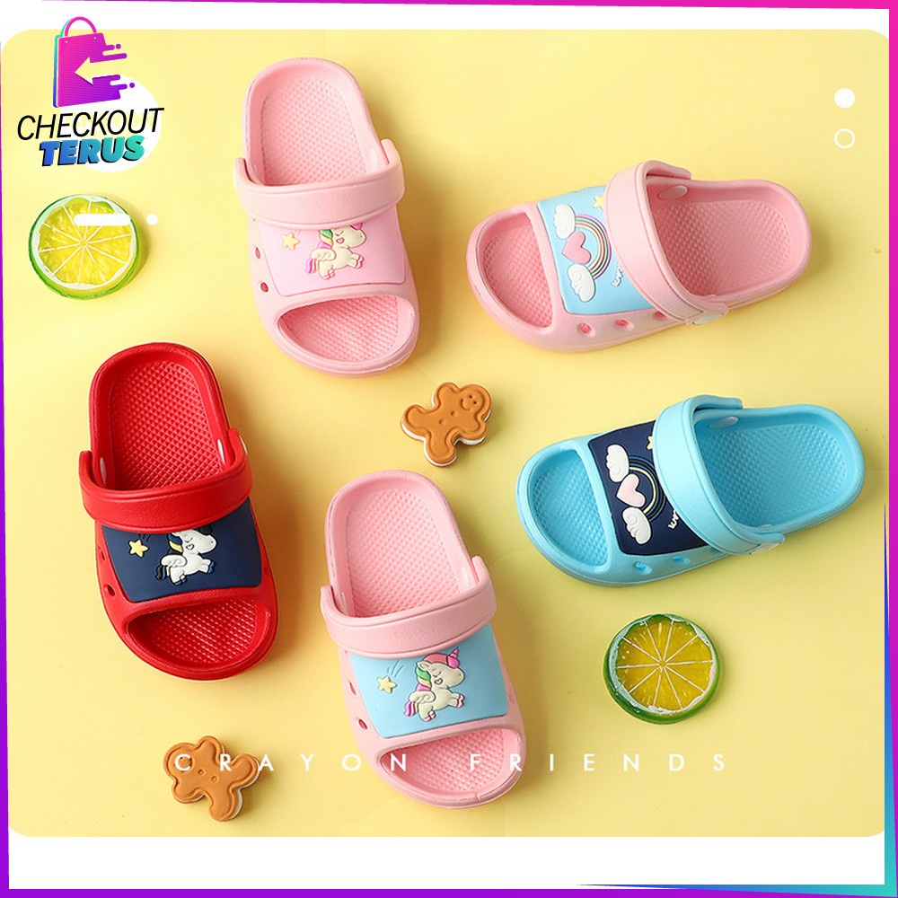 CT S10 Sandal Selop Karakter Model Tali Belakang Anak Impor Sendal Slop Karet Anak Sandal Slop Eva