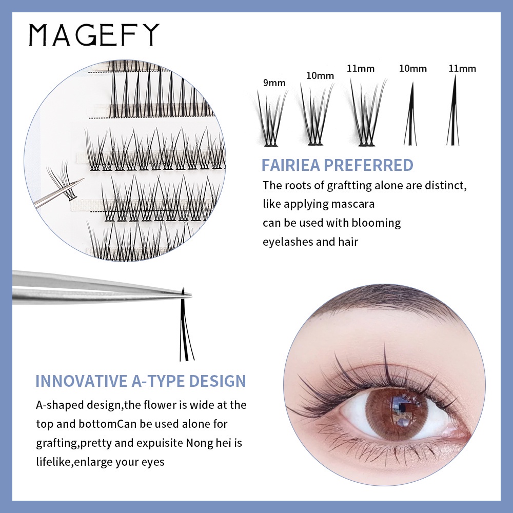 MAGEFY Bulu Mata Palsu Tanam Alat Eyelash Extension Mix Bulu Mata Wanita Ekstensi Makeup Tools Alami Untuk Super Nat Eye