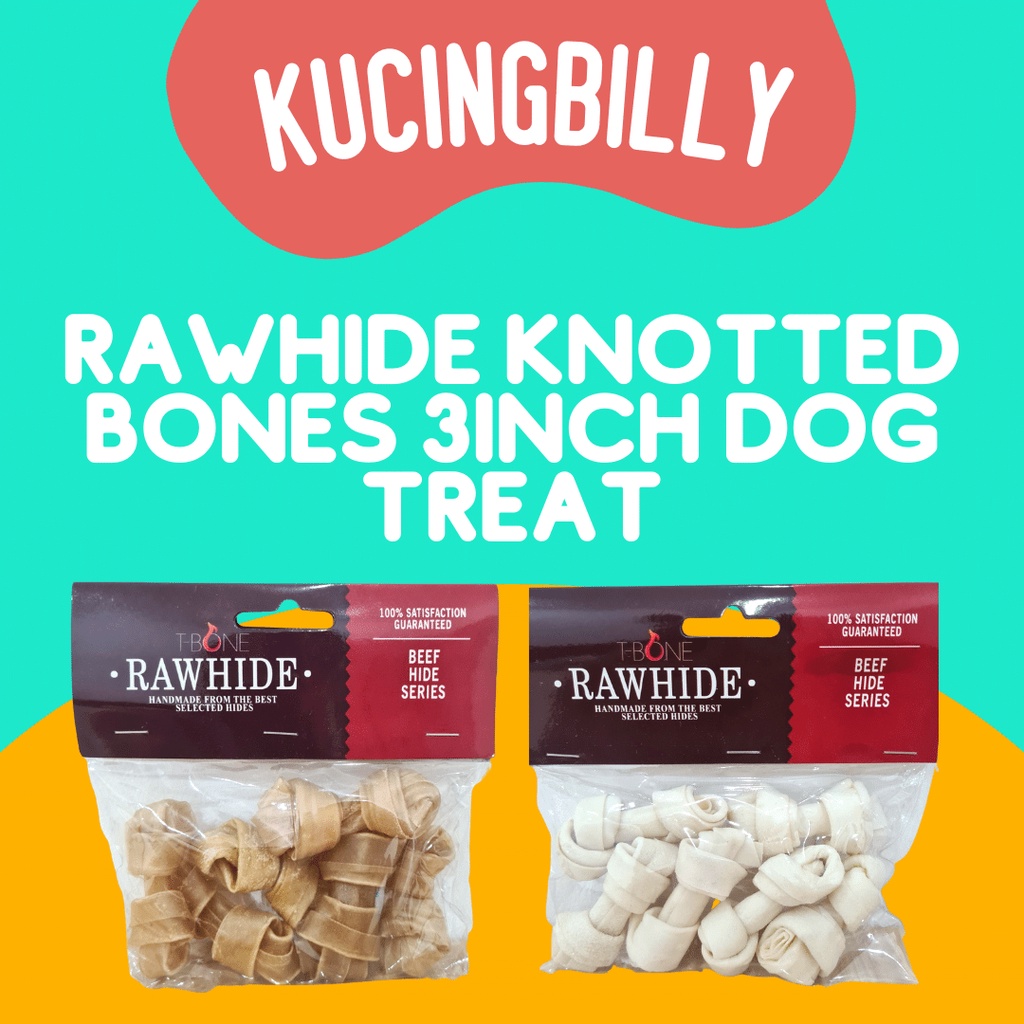 T-Bone Rawhide knotted bones snack treat anjing