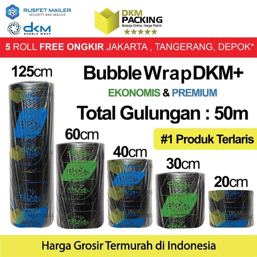 

Plastik Bubble Wrap Hitam 50Meter Bubblewrap DKM PLUS TERMURAH / ROLL