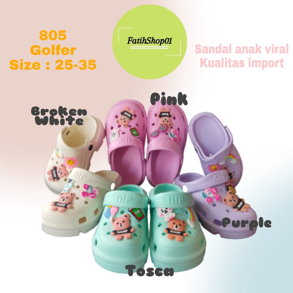 sandal baim fuji anak perempuan golfer dili terlaris 805 (24-35) sandal anak perempuan motif jibbit bear terbaru