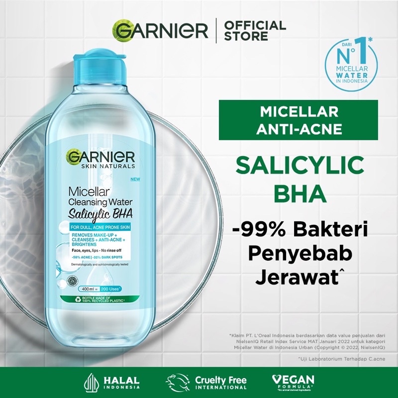 Garnier Micellar Water Blue | Salicylic BHA - 125 ml | 400ml ORIGINAL