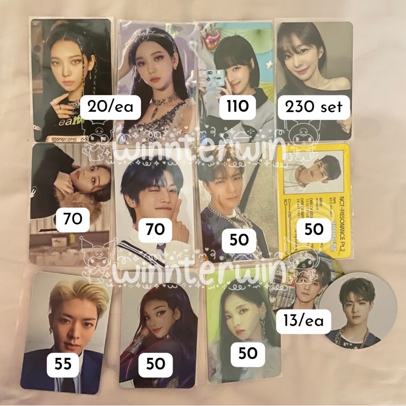 karina dct sticker doff, winter xr live bg biru, irene ar ticket smcu, eider, taeyong b2s 2019, jeno