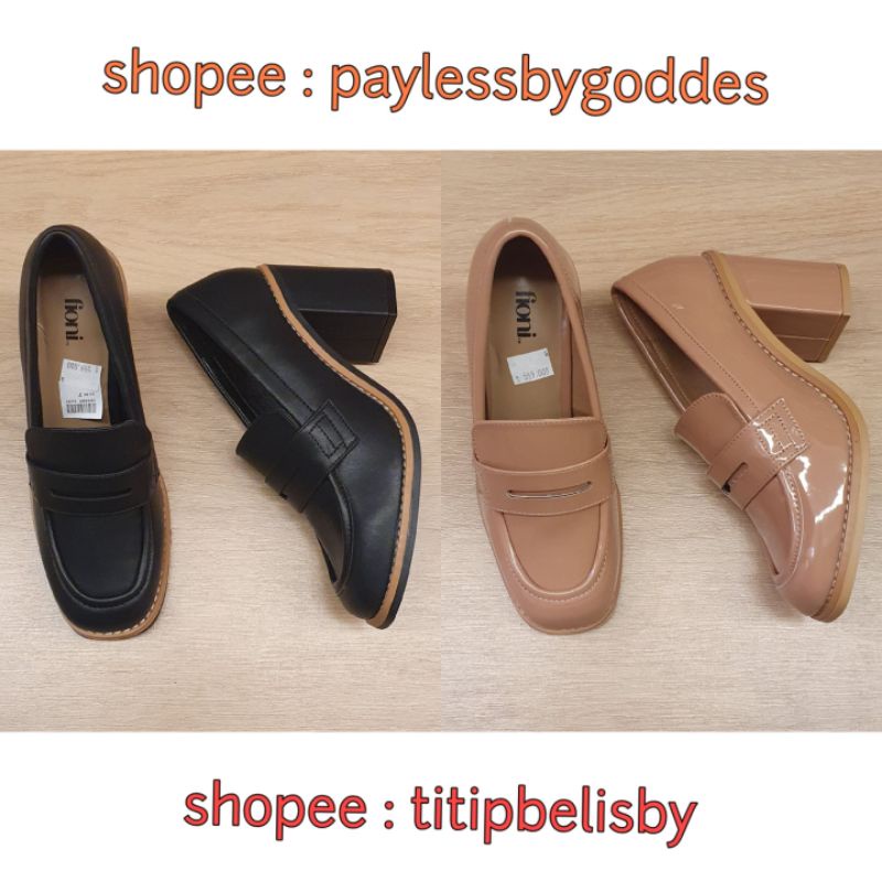 Jastip Termurah Payless by Goddes Sepatu Kerja Hak Kotak Tahu Pantopel High Heel Chunky Pantofel Fioni