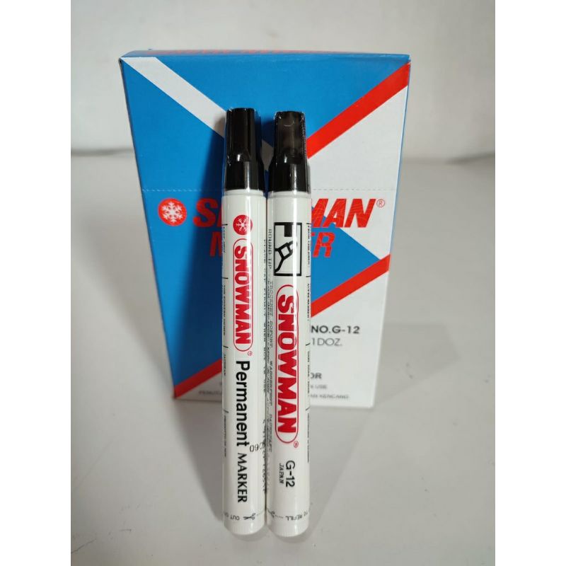 SPIDOL PERMANEN SNOWMAN WARNA HITAM WATERPROOF TIDAK BISA DIHAPUS
