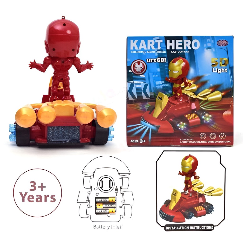 Mainan Robot Kart Hero Ironman Light Music | Mainan Anak Laki Laki Robot Robotan Terbaru | Kado Ulang Tahun Anak Cowok