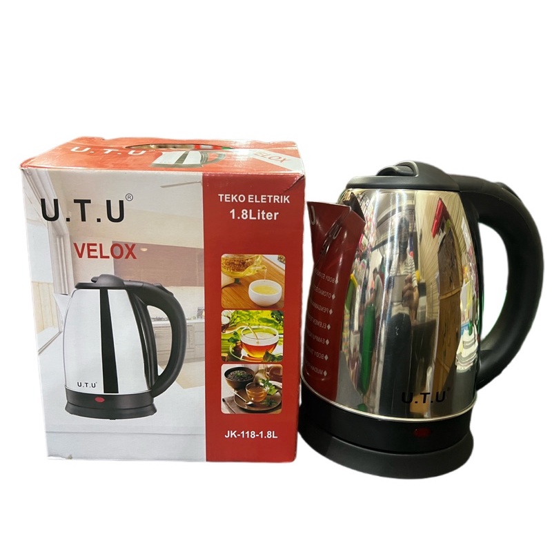 Utu teko elektrik 1.8 liter Velox .Jk-118. Teko Pemanas air. Teko listrik hotel