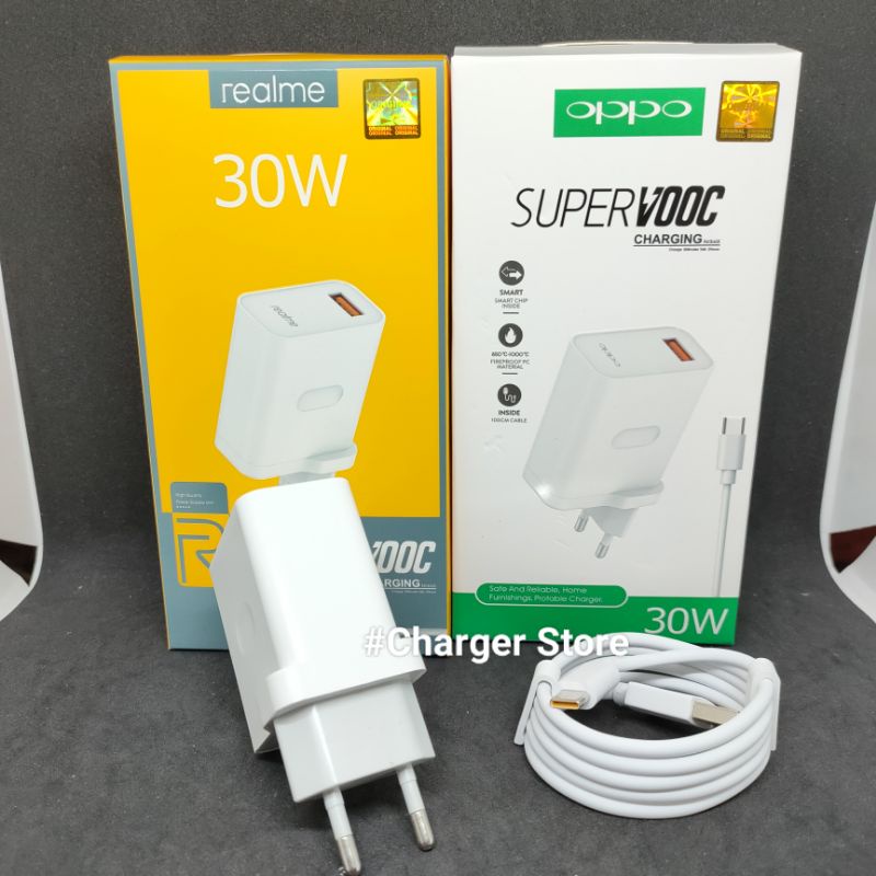 ORIGINAL 100% 30W VOOC Charger Realme Oppo Type C Fast Charging SUPER VOOC