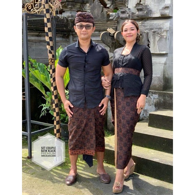 Set couple batik Bali | Kamen + Saput Bali + Udeng Bali | Seragam Nikahan