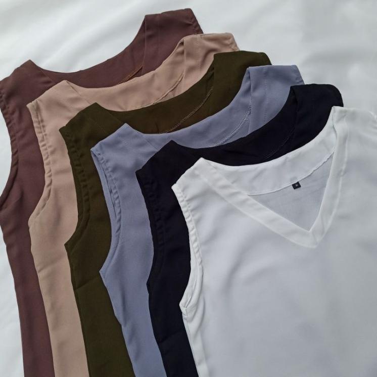 Langsung Kirim Tank Top V Neck Inner Sleeveless korean style kain Blouse tanpa lengan daleman kamiso