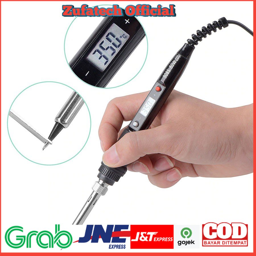 SONEX Electric Solder LCD Soldering Iron 60W 220V - JCD908S - Black - 7ROT8RBK