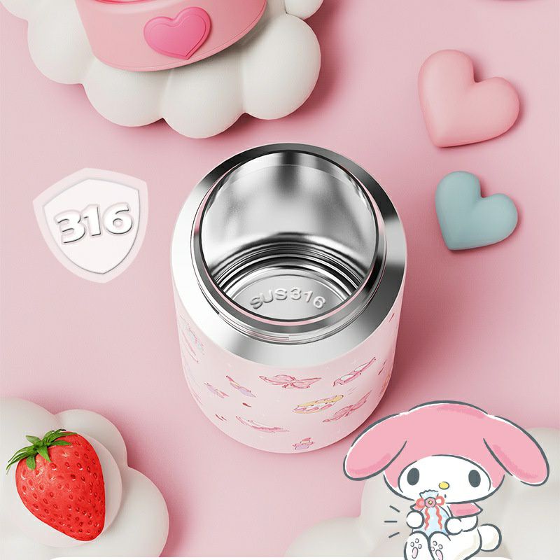 Botol Minum SANRIO 3D Ori Termos Stainless steel Portable with Rope Melody Kuromi Pom Pompurin Cinnamoroll Vacuum Flask Bottle Silicone Rope Handle