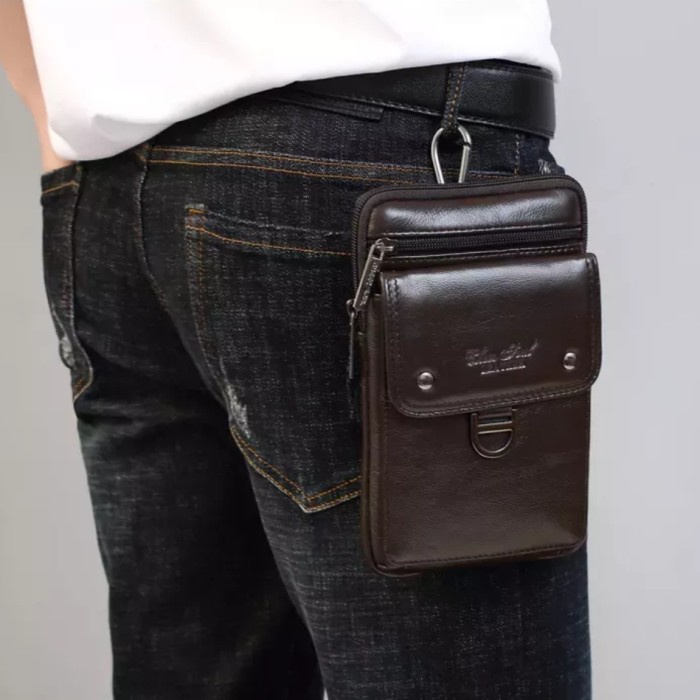 tas HP pinggang pria kulit asli tas selempang cowok cheer soul 3232