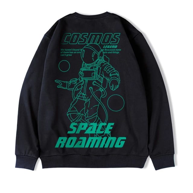 Sweater Basic Crewneck COSMOS SPACE ROAMING Pria Wanita bahan Fleece Tebal Ukuran S M L XL XXL XXXL