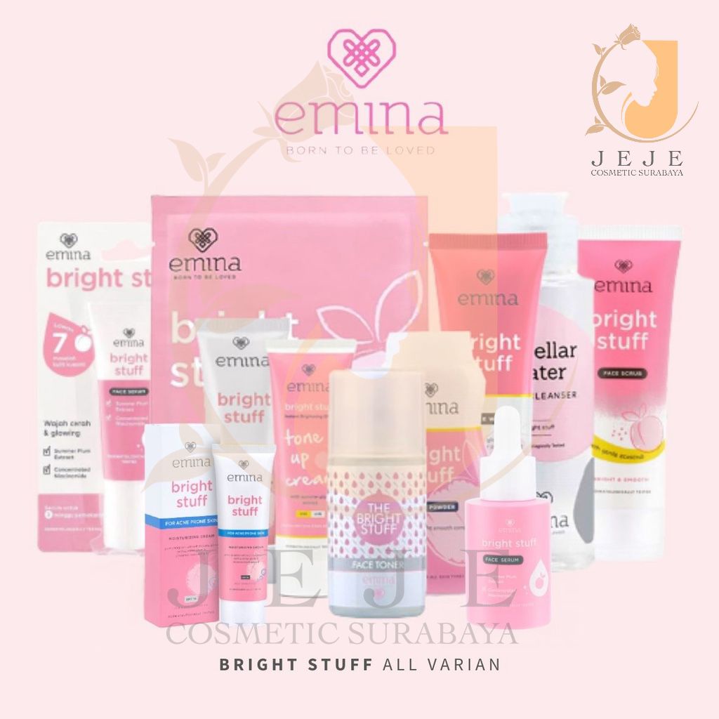 EMINA BRIGHT STUFF Series - Face Toner/ Face Wash/ Micellar Water/ Moisturizer Cream/ Tone Up Cream/ BB Powder/ Face Serum