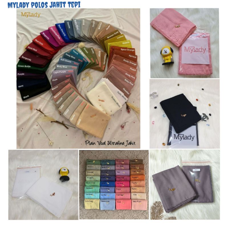 HIJAB MYLADY POLOS JAHIT TEPI WARNA TERBARU