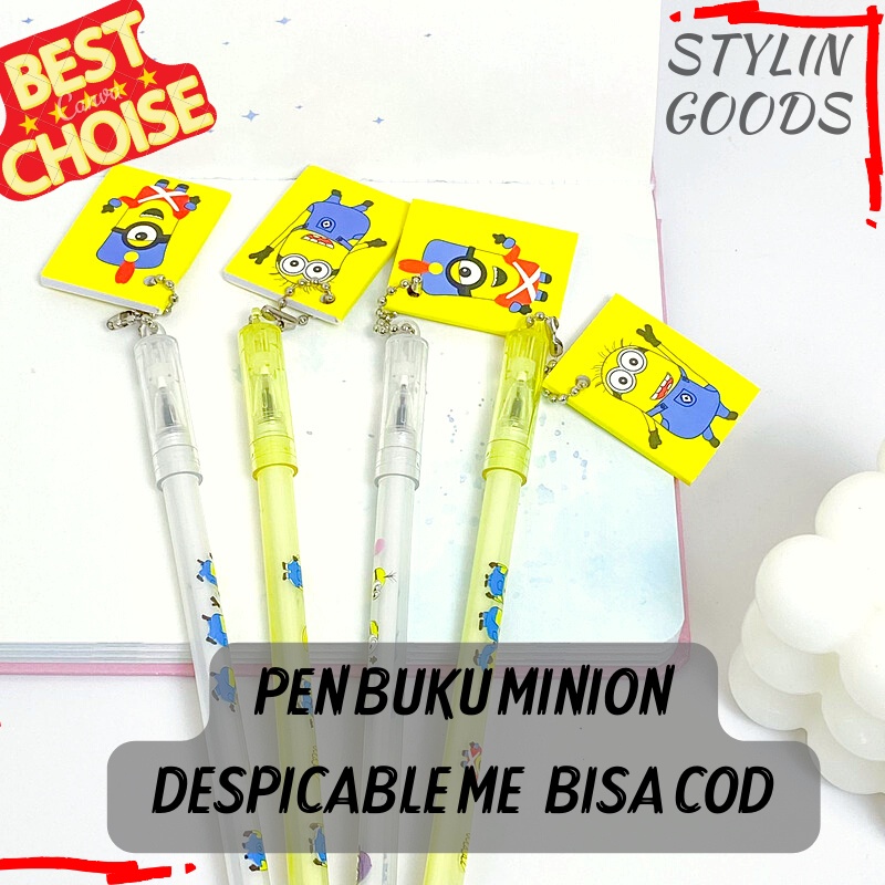 

ECERAN 1 PCS PULPEN RANTAI GANTUNGAN BUKU MINION PEN GEL TINTA HITAM BISA COD