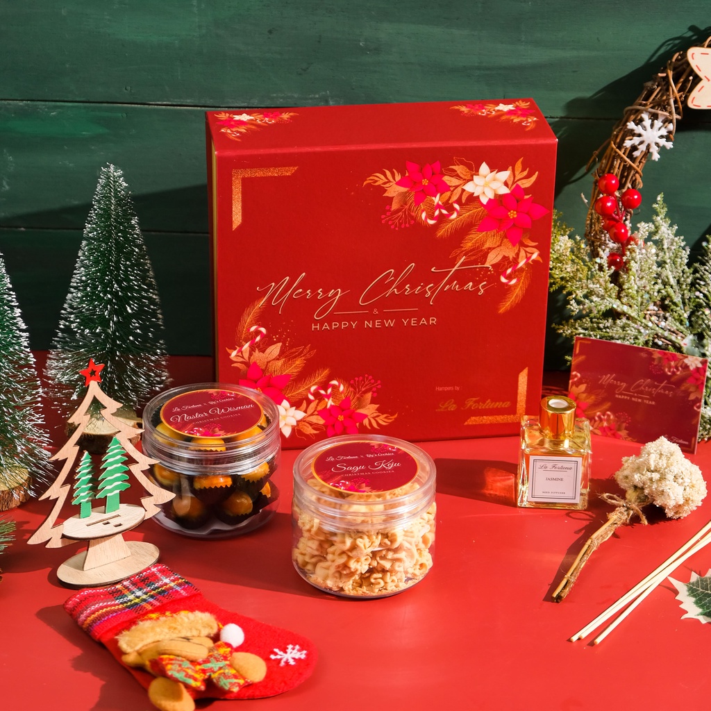 CHRISTMAS HAMPERS - LA FORTUNA I HAMPERS NATAL I REED DIFFUSER HAMPERS I CHRISTMAS GIFTBOX I CHRISTMAS COOKIES HAMPERS | HARDBOX CHRISTMAS HAMPERS