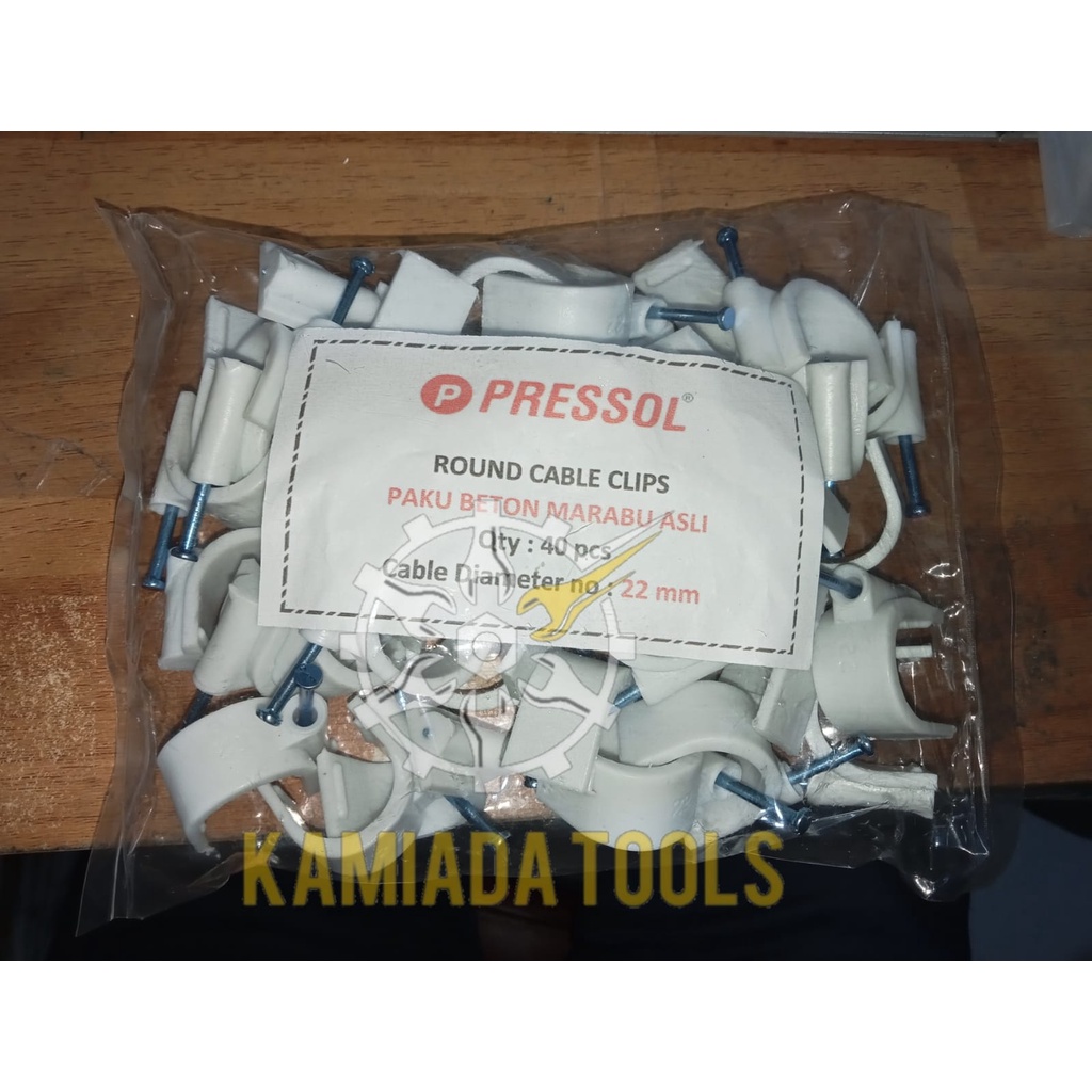 Paku beton 22mm pressol/klem kabel no 22/klem pipa
