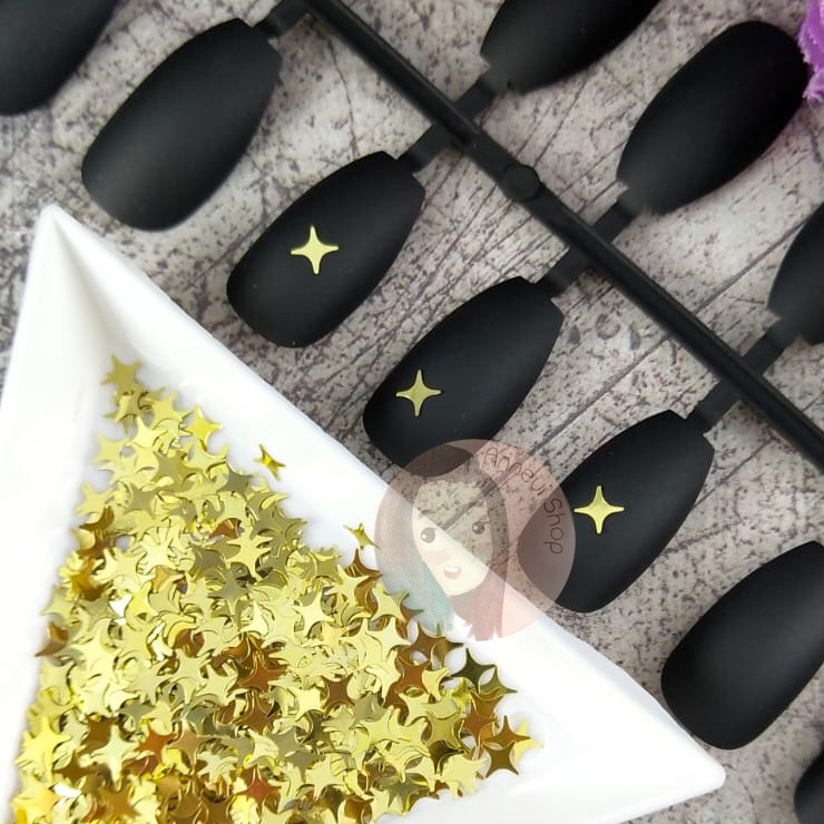 Part 1 - 500 pcs 4 Point Side Star Butterfly Heart Love Glitter Sequins Nail Art Manik-manik Kuku Wajah Craft Kosmetik Hiasan Kuku Eye Korean Make Up Handphone Decorations Wedding Party Cosplay Color Warna Warni