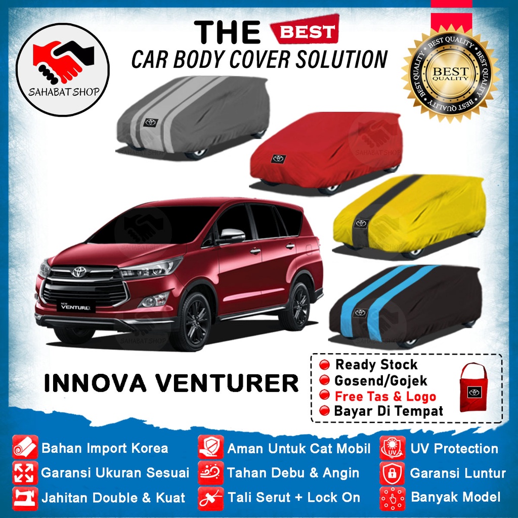 Sahabat Body Cover Mobil Innova / Sarung Penutup Innova Venturer Outdoor 2018 2019 2020 2021 / Tutup Mantel Selimut Kerudung Kerodong Terpal Kelambu Pelindung Pembungkus Mantol Toyota Inova Bungkus Jas Hujan Tutupan Waterproof Anti Air Model Biru