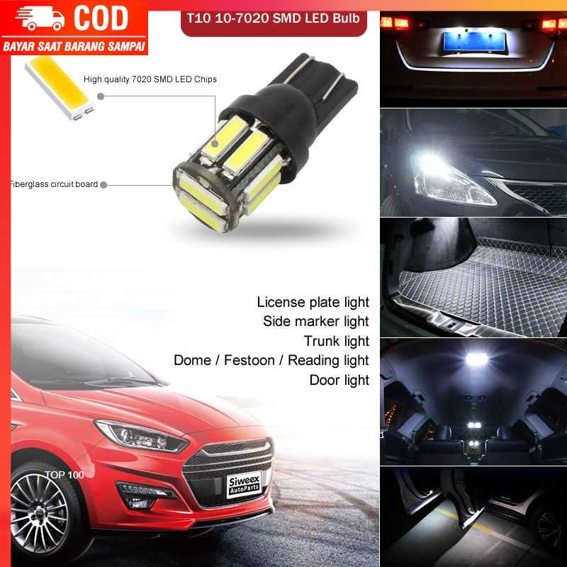 ( 100% BARANG ORI ) JIAMEN Lampu Mobil Headlight LED T10 W 5 W SMD 7020 2 PCS Cool White - SMD-WB