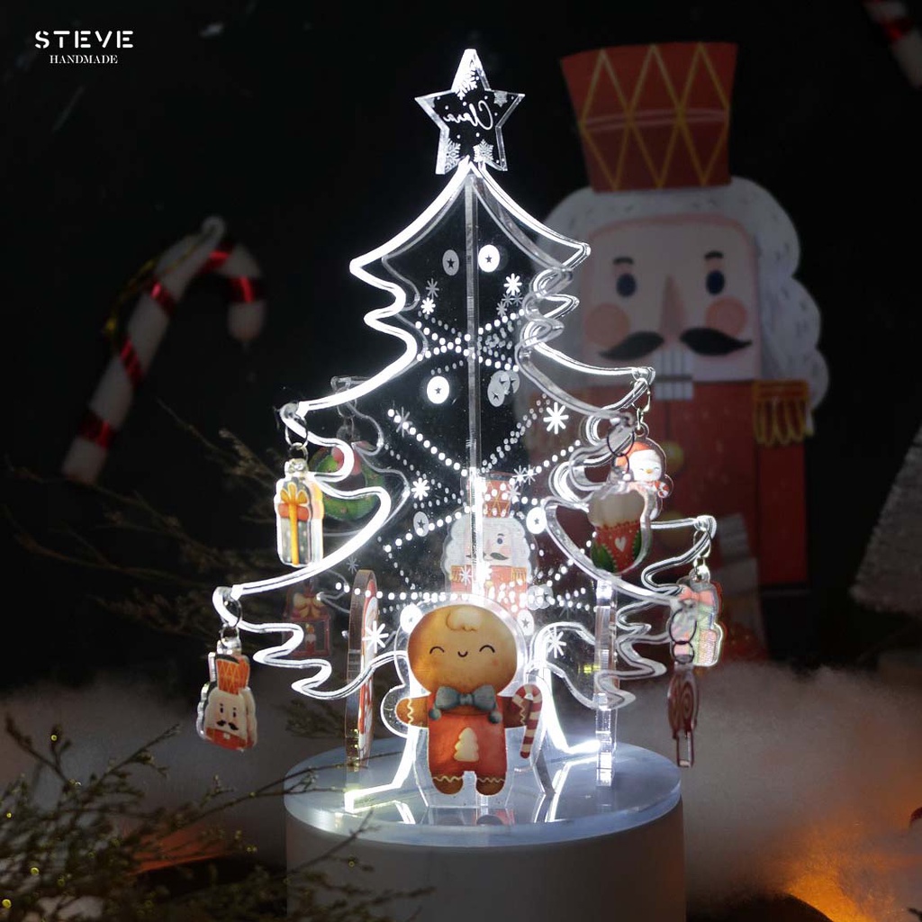 Lampu Tidur Christmas Tree 3D Custom Nama Hadiah Natal 3 Warna Light