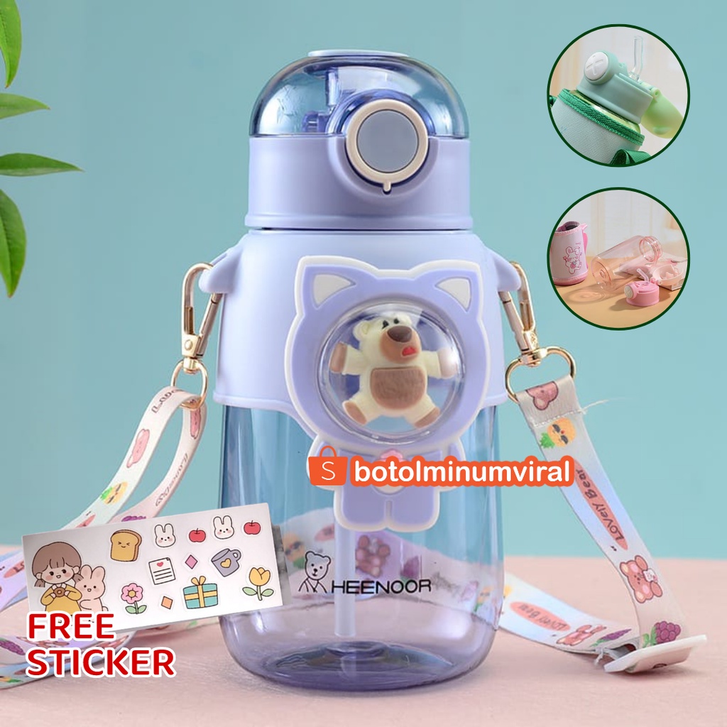 Botol Minum Viral Beruang Korea Tali Sedotan Lucu BPA FREE 700ml Ori