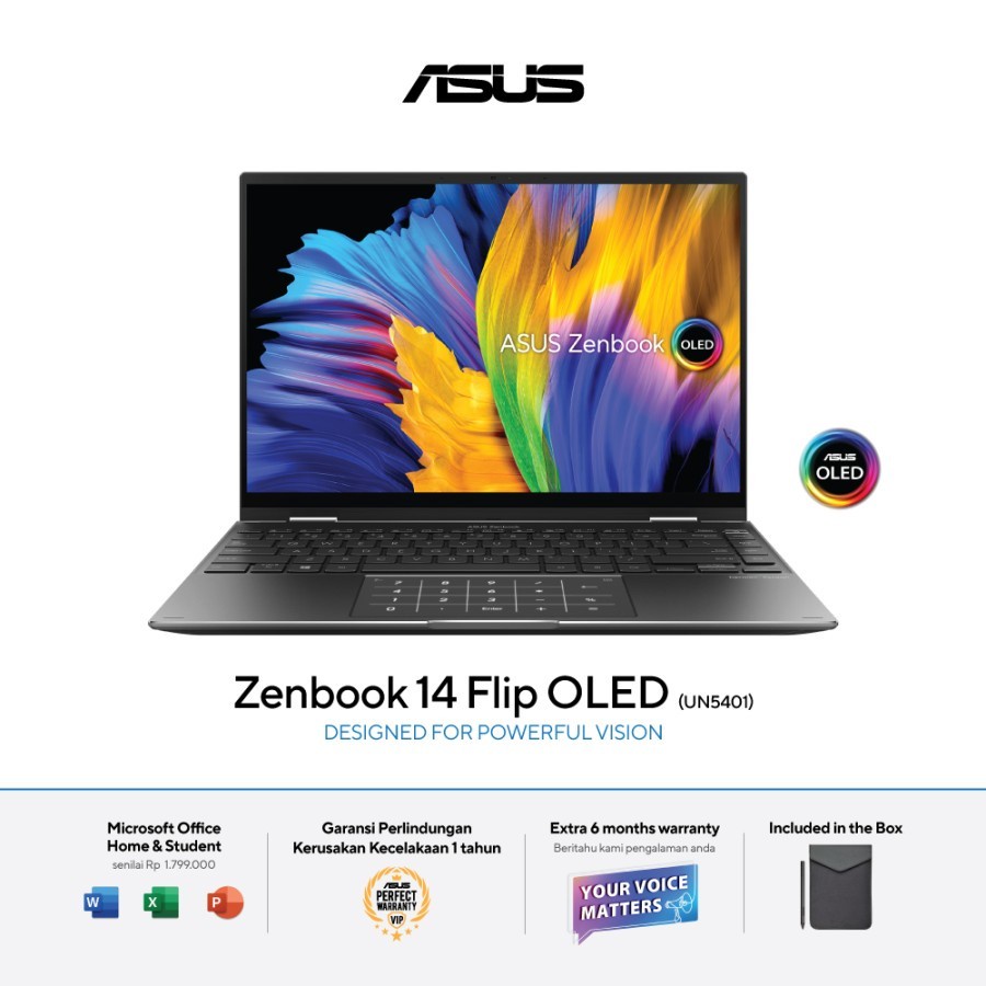 ASUS ZENBOOK FLIP 14 UN5401QA - RYZEN 7-5800H - 16GB - 512GB - 14&quot;2.8K OLED TOUCH - WIN11 - OFFICE HOME STUDENT