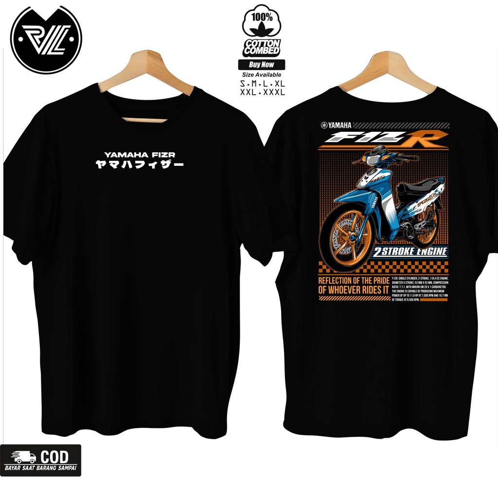 Kaos Motor Yamaha FIZR 2 Stroke New Yellow 001 / Kaos Fizr 2 Stroke  Otomotif / Kaos Yamaha Fizr Mod