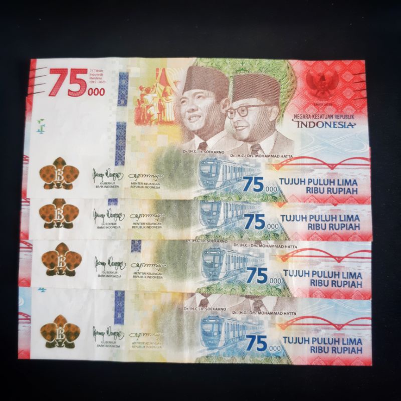 Uang 75 ribu (75000) Peringatan HUT RI 75 tahun ASLI dan langka