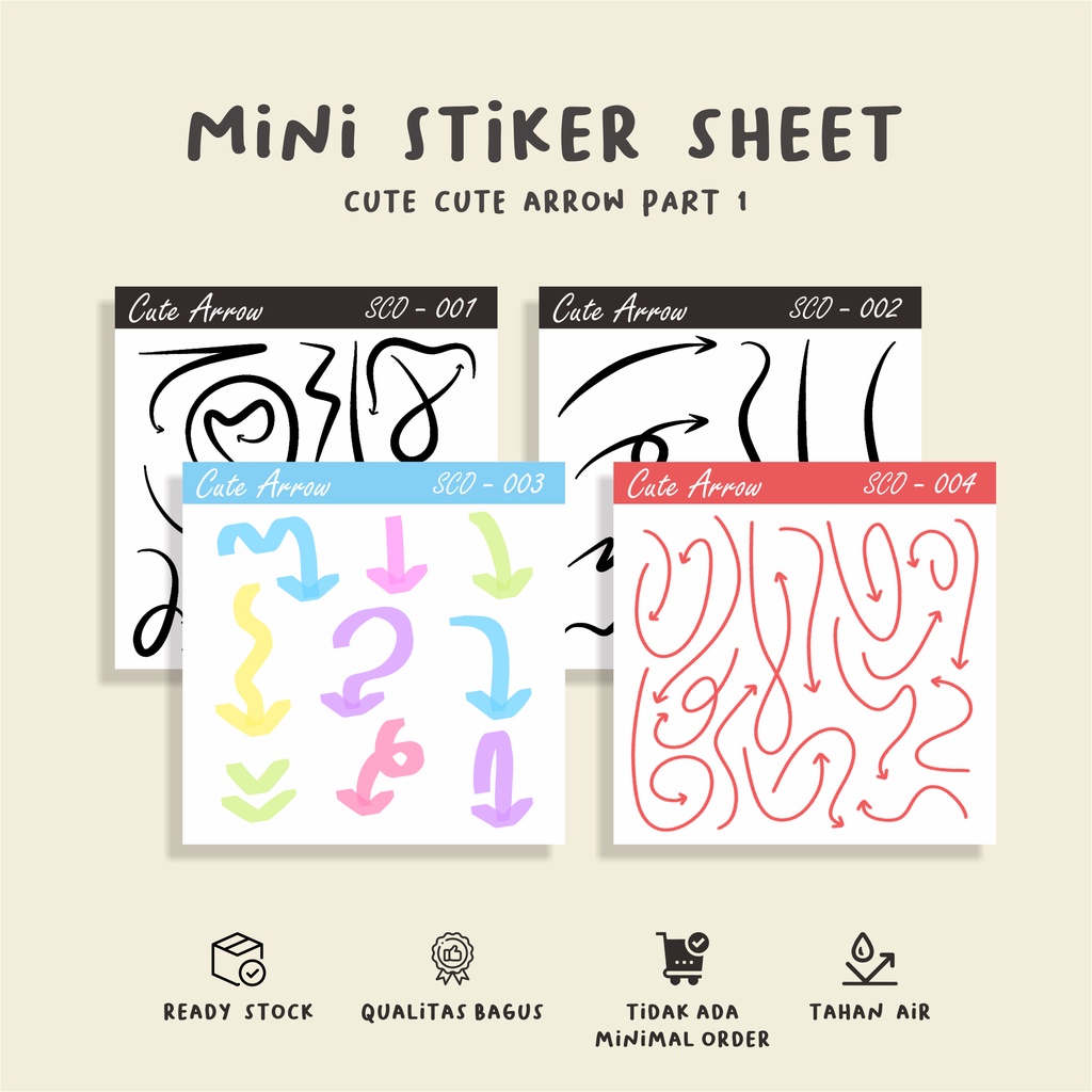 

murah stiker label/waterproff/CUTE ARROW/stiker sheet