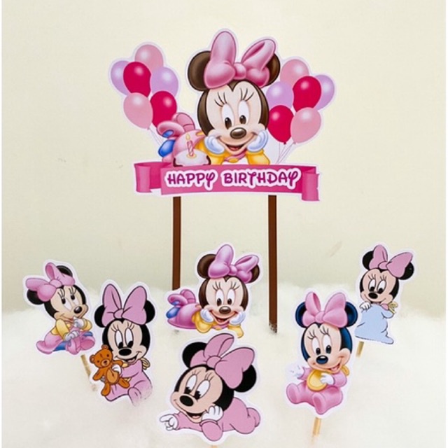TOPPER BABY MINNIE MOUSE / CAKE TOPPER BABY MINNIE MOUSE PINK / TOPPER KUE BABY MINNIE MOUSE PINK