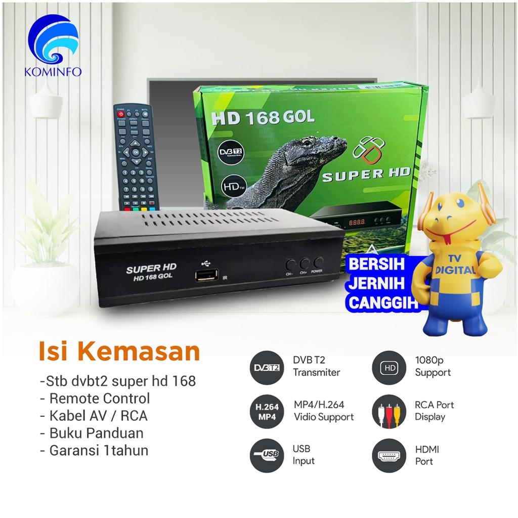 STB Set Top Box Super HD 168 Goal Komodo Harimau Kijang TERBAIK DVB T2 Di Kelas Penerima TV Siaran DIGITAL ORIGINAL