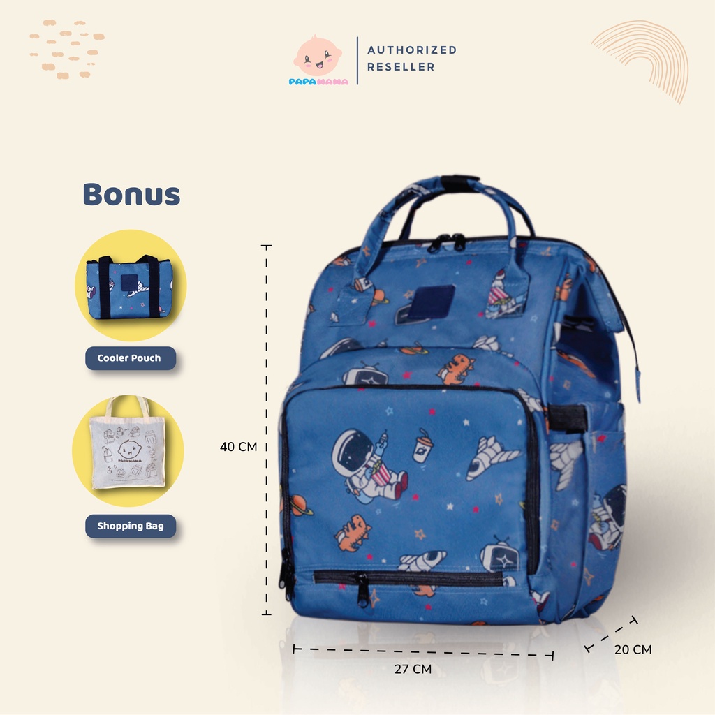 MOS - Papamama Pattern Diaper Bag - Water Repellent Fabric - Astro TV : 1043