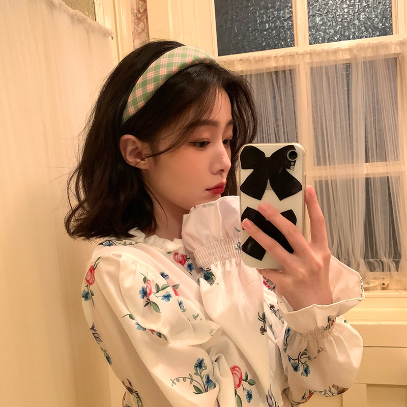 BANDO KAIN hIJAU PINK MOTIF GARIS BUNGA FLOWER STRIP HEADBAND BANDANA BENDO HAIR BAND AKSESORIS RAMBUT ACCESSSORIES