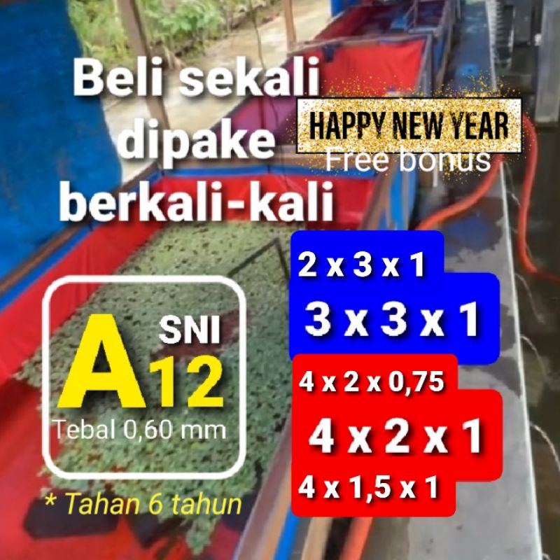 Kolam Terpal kolam Ikan A12 kotak lele besar jumbo tebal 4x2x1 3x3x1 3x2x1 400x100x100 300x200x100 2