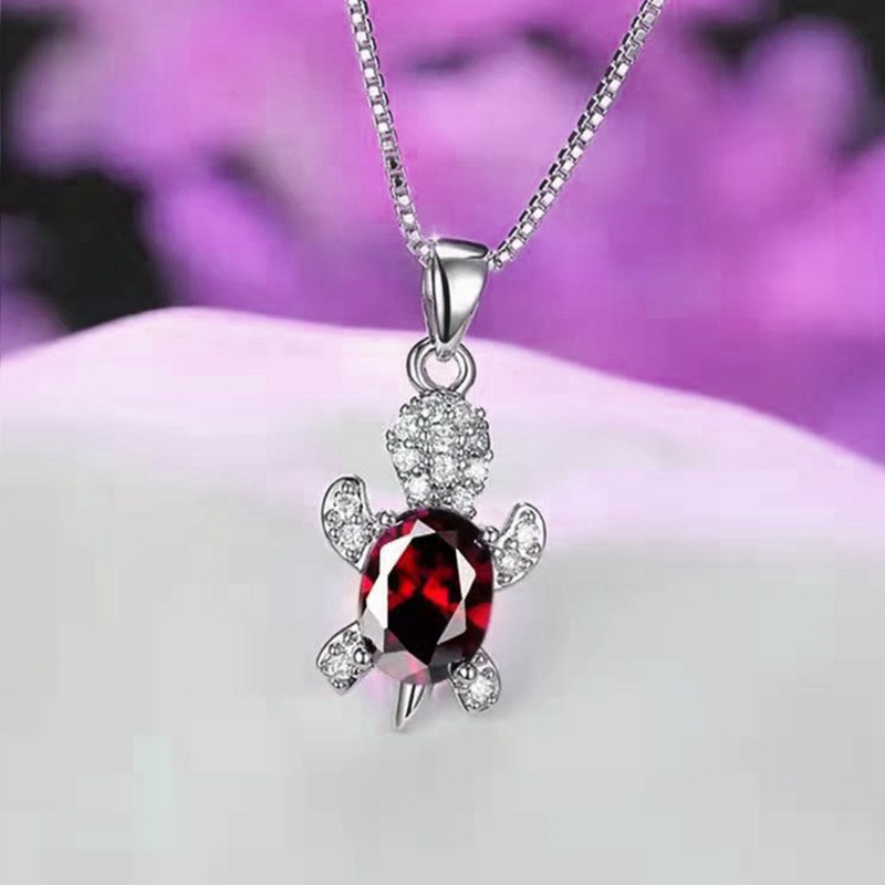 Kartun Turtle Pendant Berlian Imitasi Kalung Zirkon Turtle Necklaces Perhiasan Rantai Kristal Untuk Wanita Perempuan