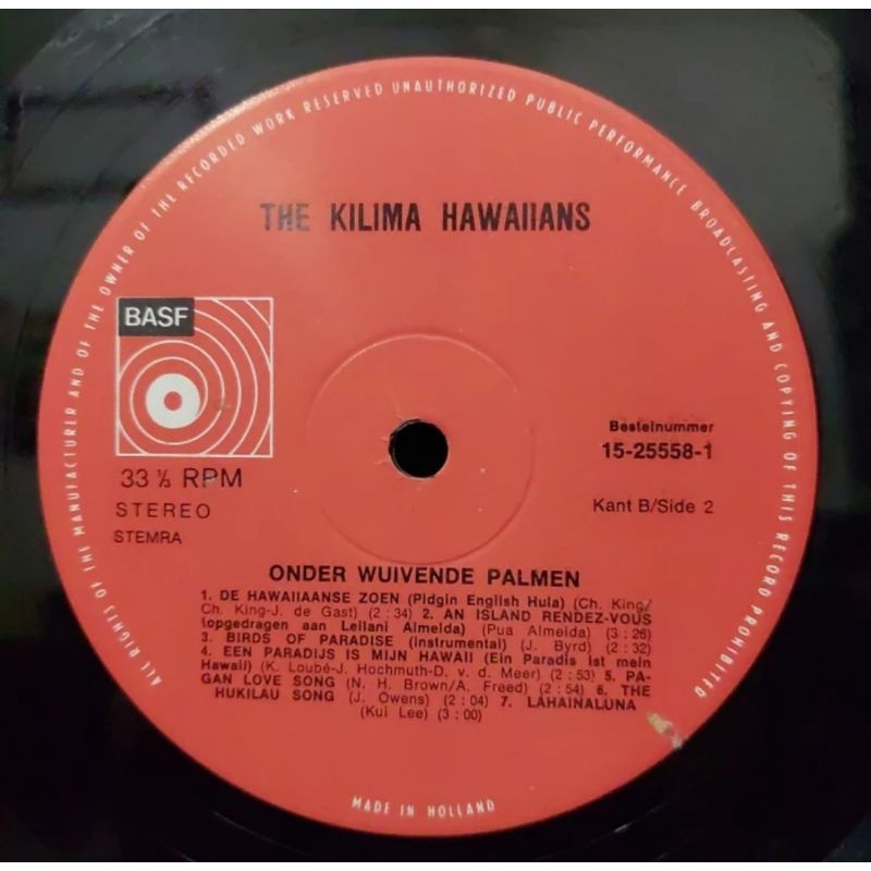 Kaset Vinyl Piringan Hitam 12 inch Onder Wuivende Palmen