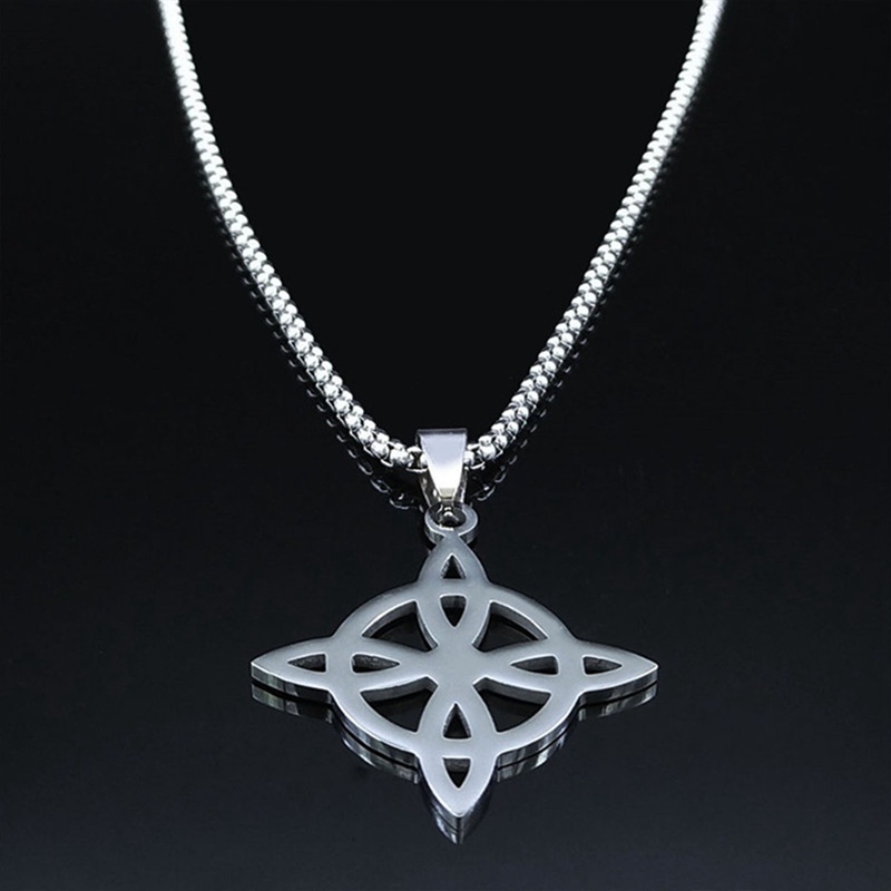 Perhiasan Eropa Dan Amerika Stainless Steel Viking Rune Irish Konsentrik Simpul Kalung Berongga Dipoles Liontin Kalung