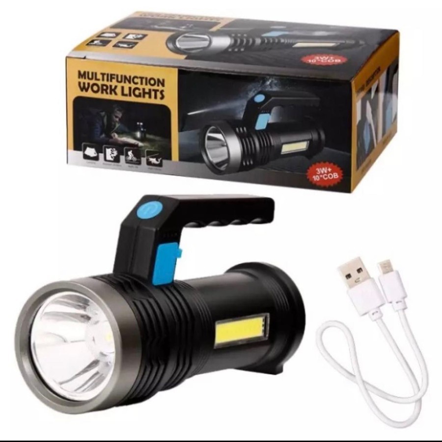 Senter LED Super Terang Rechargeable Multifungsi IPX4 Tahan air - Kenji Shop