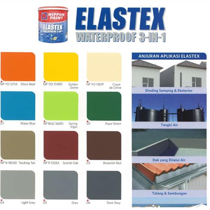 [KODE V754] ASLI 100% ELASTEX 3 IN 1 NIPPON PAINT 1KG / 1 KG WARNA LENGKAP PUTIH ABU ABU BIRU HITAM 