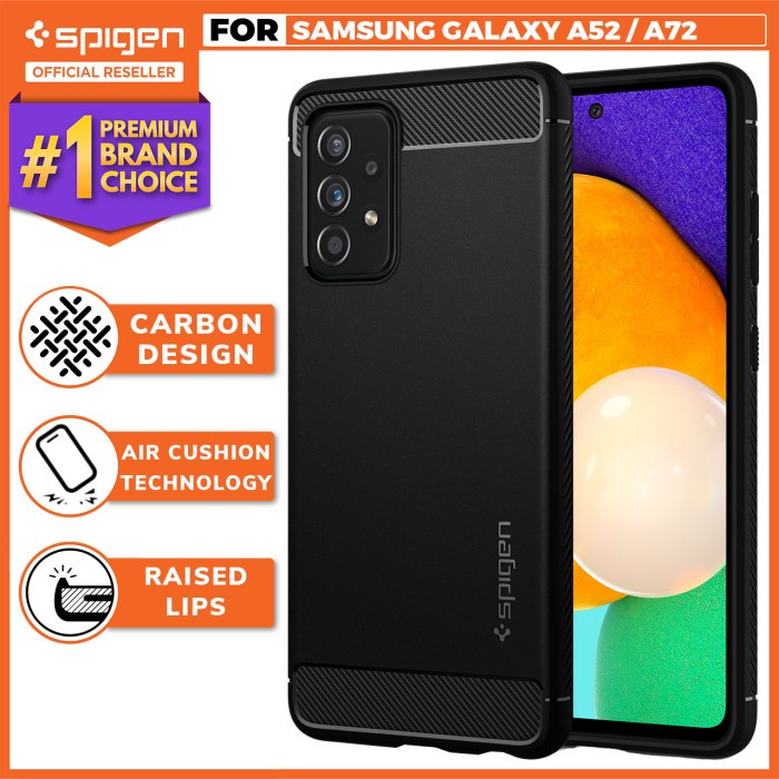 Original Case Samsung Galaxy A52 / A72 Spigen Rugged Armor Carbon Fiber Casing - A52