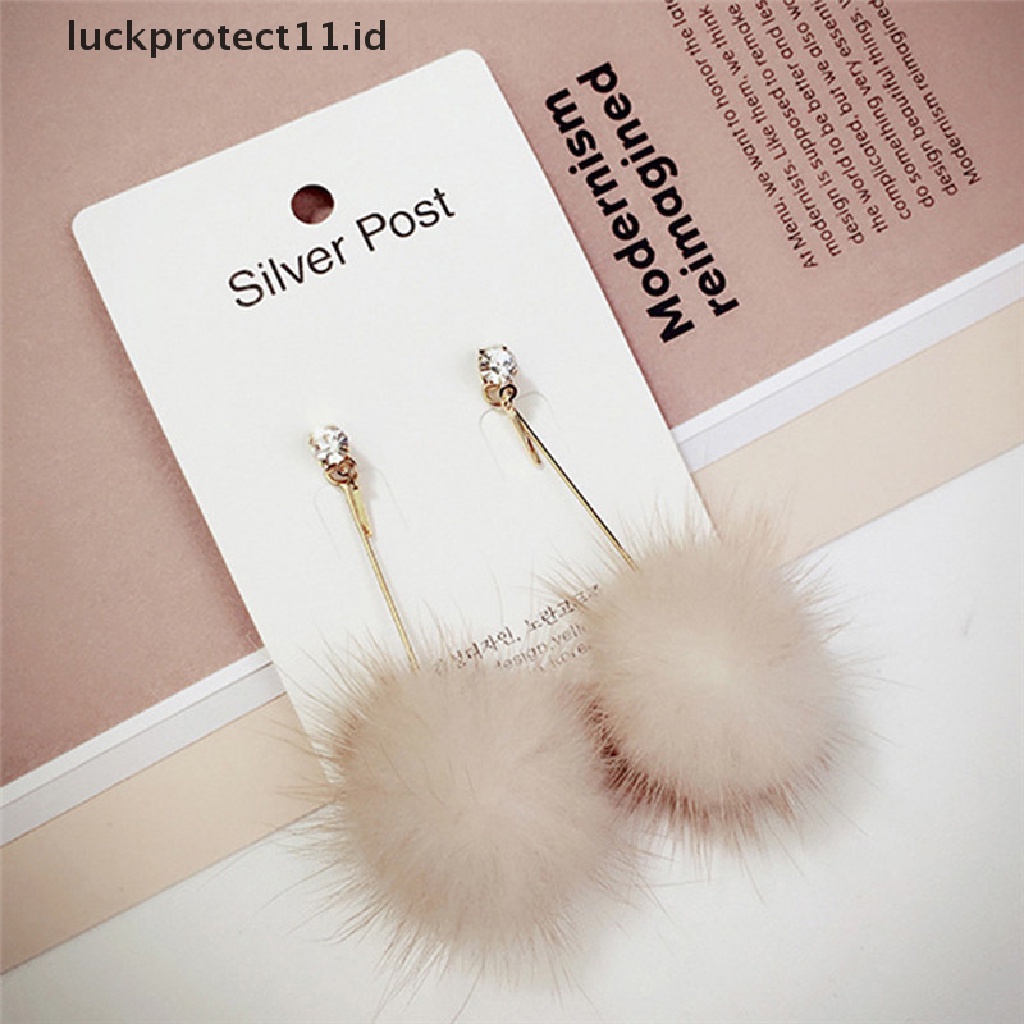 /Fashion Hot// Fashion// Bola Bulu Lembut Pompom Anting Panjang Drop Menjuntai Anting Wanita Ear Studs Jewelry.