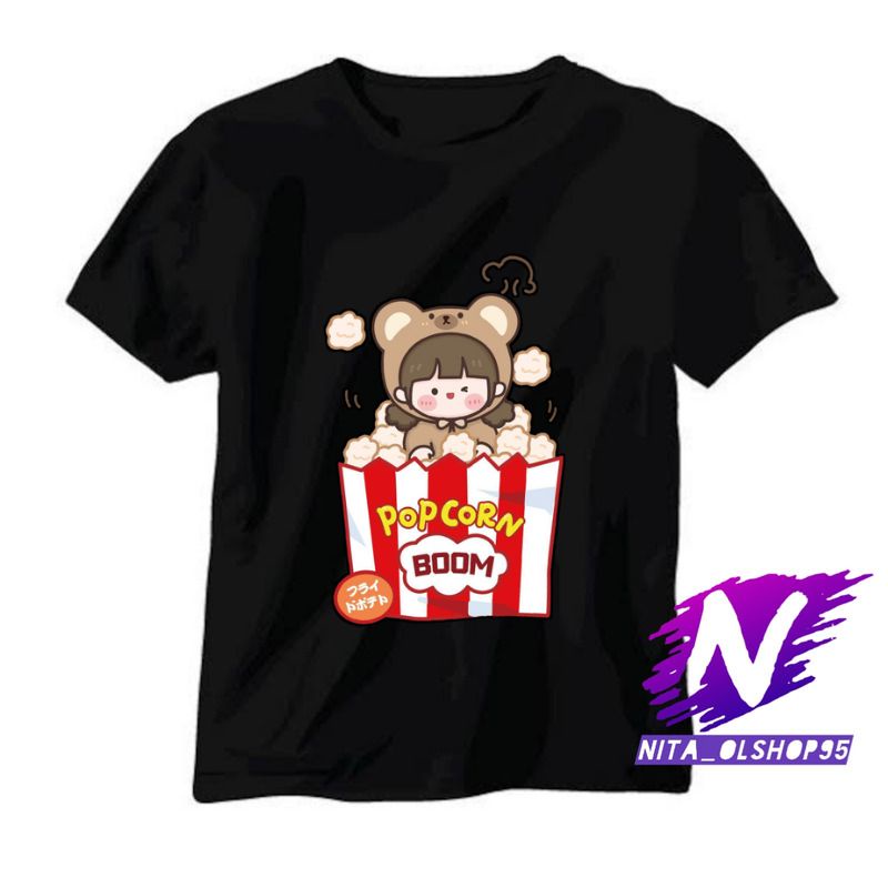 popcorn baju anak kaos anak animasi pop corn lucu