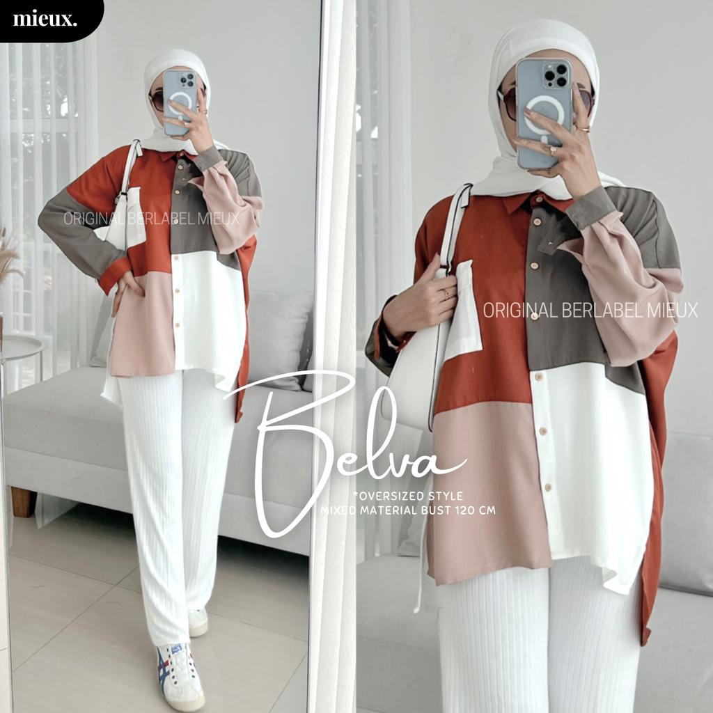 Belva Kemeja Oversize Mixed Mat Bust Ld 120 Original Produk By Mieux