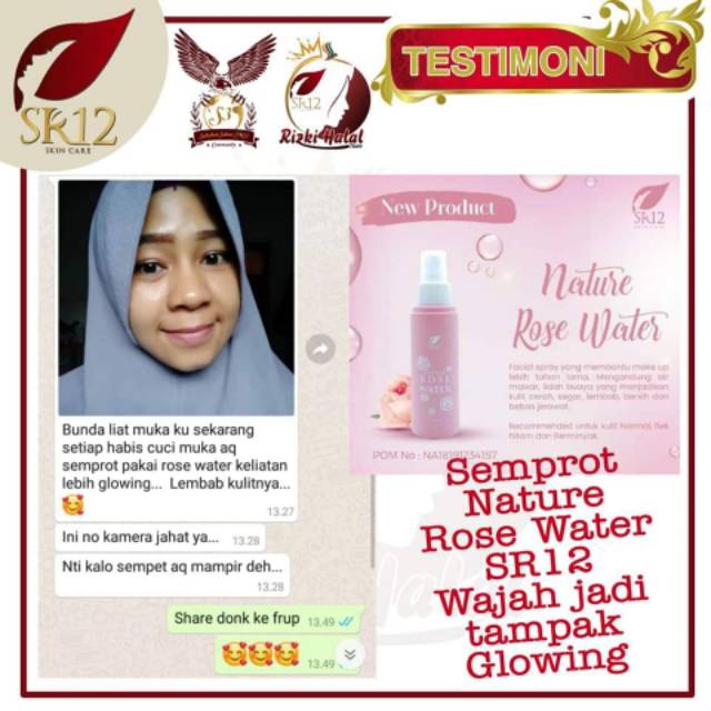 Facial Spray SR12 Nature Secret Water &amp; Nature Rose Water | Netto 100ml | Spray Wajah SR12 Skincare