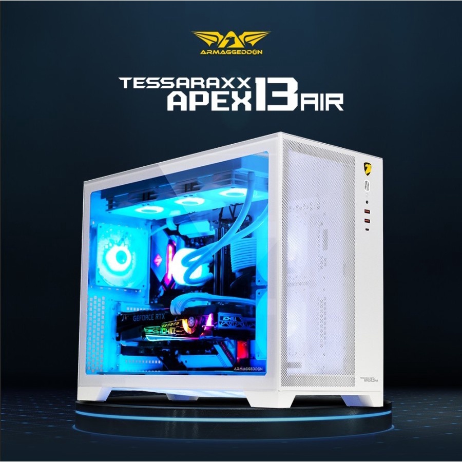Casing Gaming Armaggeddon Tessaraxx Apex 13 Air E-ATX | White PC Case